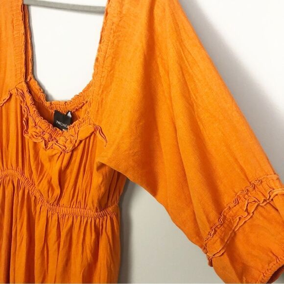 NICHOLAS | Orange Linen Blend Prairie Style Midi Dress Women’s Size 10 - Picture 3 of 13